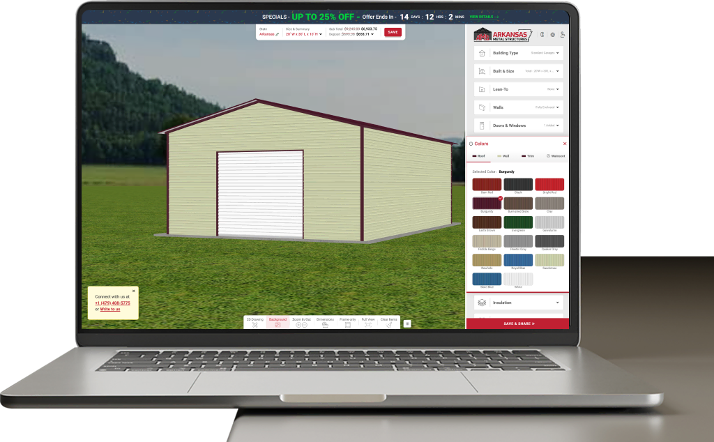 3D metal building designer on a laptop